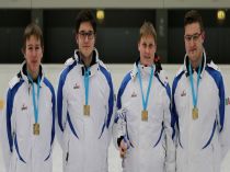 Niedermair Michael, Zöschg Maximilian, Oberhauser Kevin und Hillebrand Michael Gratulation zur Bronzemedalie im Weittenwettbewerb Nationenwertung Junioren U 19